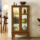 thumbnail image 2 of Curio Cabinet Lighted Curio Diapaly Cabinet with Adjustable Shelves and Mirrored Back Panel, Tempered Glass Doors (Oak, 3 Tier), (E26 light bulb not included), 2 of 3