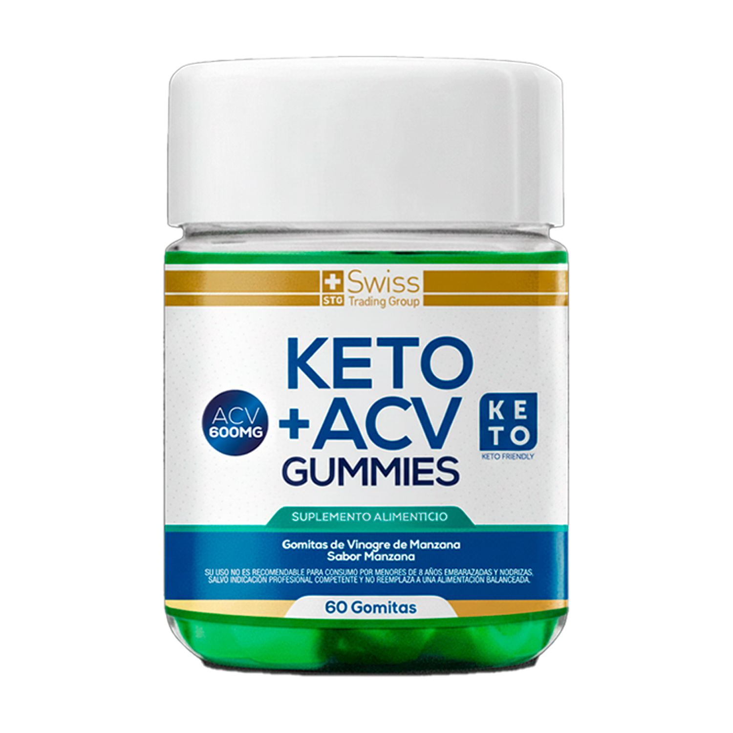 Swiss Nature Labs - Keto Plus 60 Gomitas De Vinagre De Manzana Quemador De Grasa Con Magnesio Y Zinc Sin Azucar