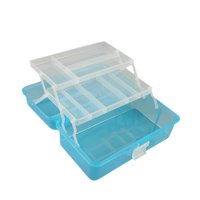 Ioensy - Caja De Almacenamiento Plegable De Tres Capas, Modelo De Gran Capacidad, Portátil, Color Azul Claro Y Transparente.
