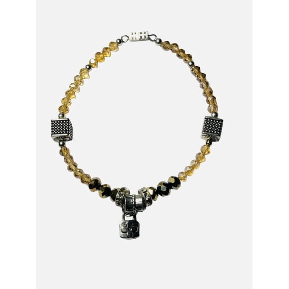 Pulsera de Cristales con metal y dije colgante