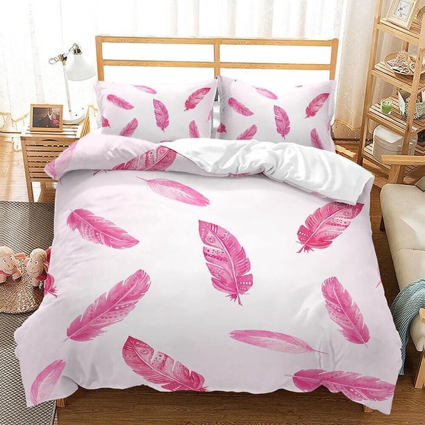 Luxury Feathers Pattern Black White Quilt Duvet Cover Set Bedroom Decor3-Piece Bedding Set