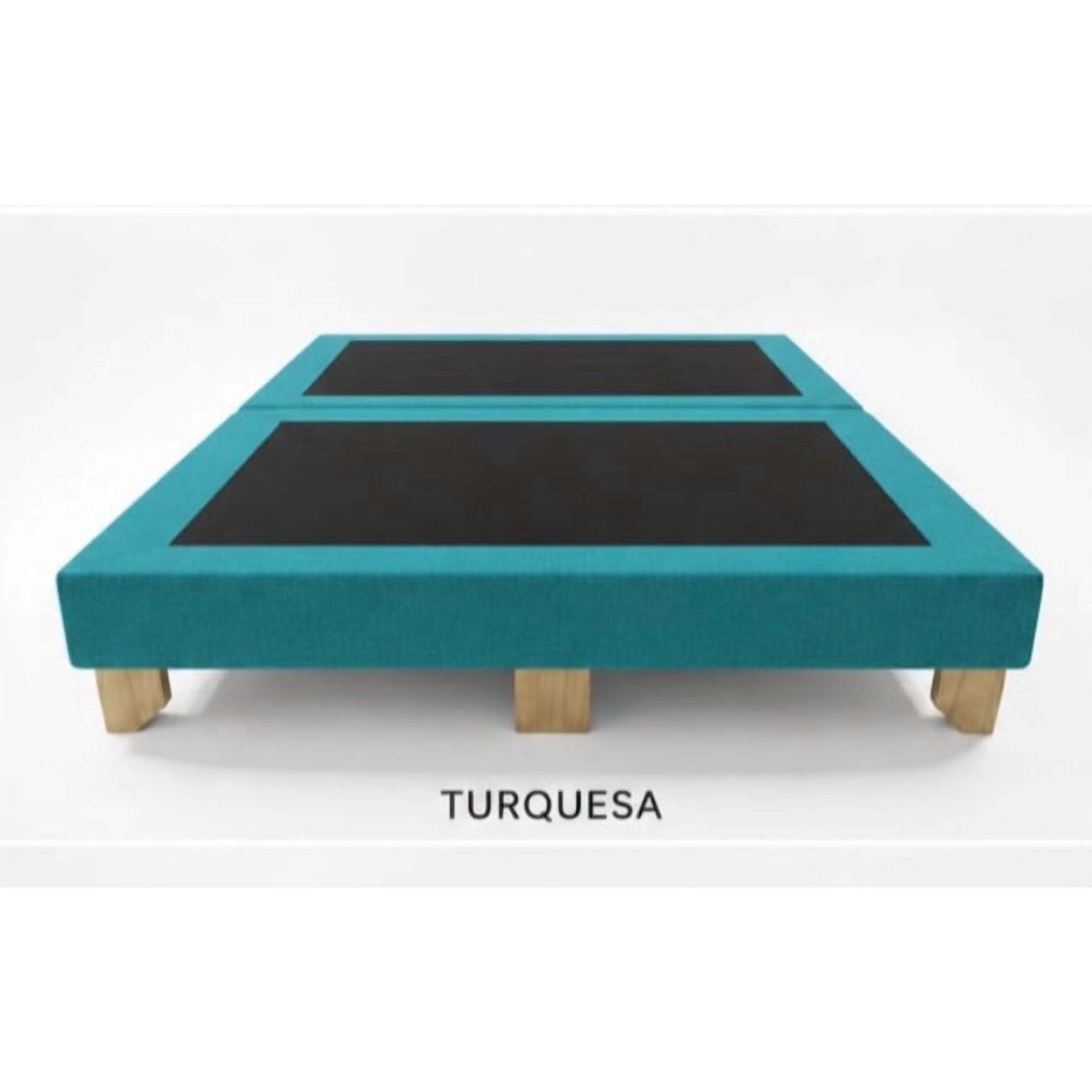 Rous Muebles - Base Cama 2 Plazas, Dividida, Color Turquesa