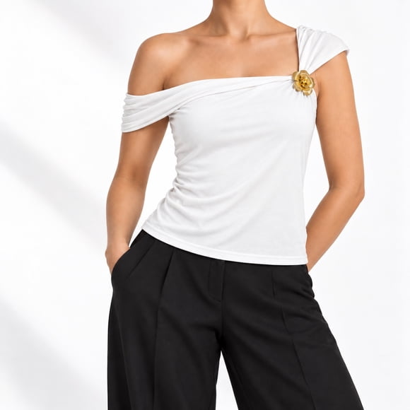 Polera Tendencia Basica Mujer Poliester S/M L/XL Blanco