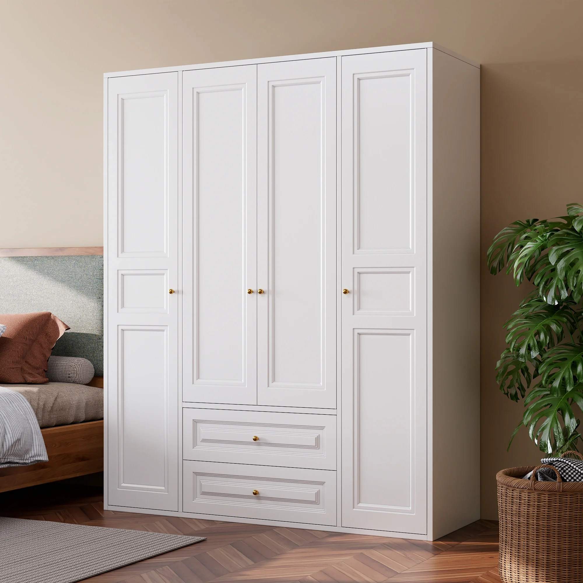 Recilock - Closet Metalico 4 Puertas 2 Cajones - White Bc-14