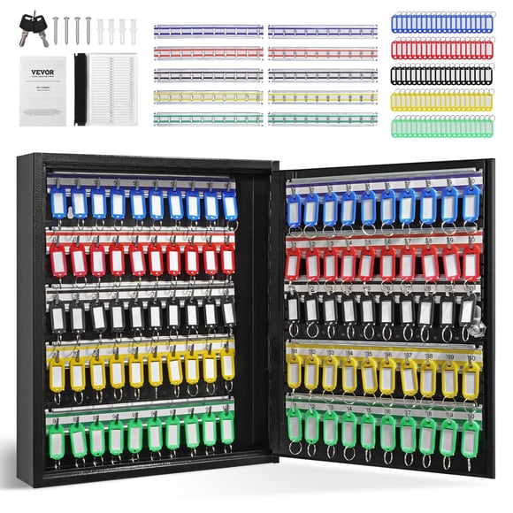 Armario para llaves VEVOR 100 estantes ajustables con 100 etiquetas para llaves, color negro