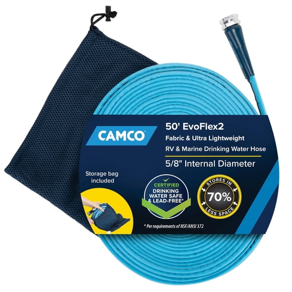 Manguera de agua potable Camco EvoFlex2 de 15 m para autocaravana con bolsa