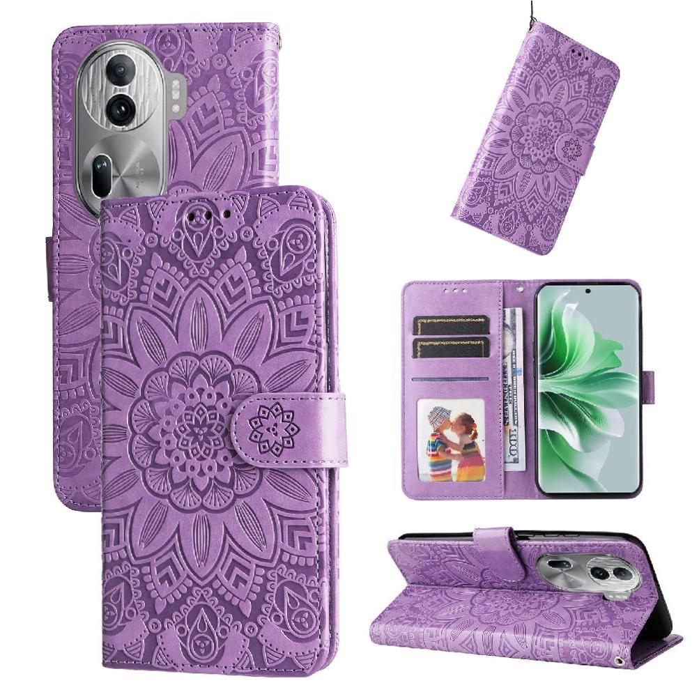 Funda Tipo Cartera Foxdock Para Oppo Reno 11 Pro 5G , Diseño Girasol En Relieve, Cuero Pu, Cierre Magnético, Soporte Y Tarjetero