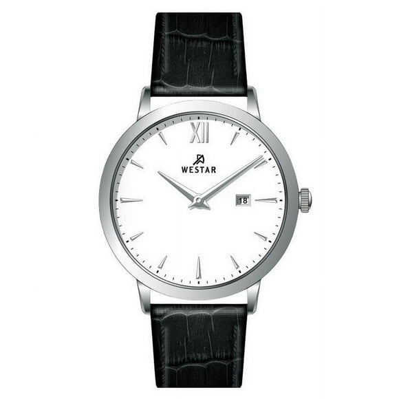 Reloj Profile Correa De Cuero Esfera Blanca Cuarzo 50214stn101 Para Hombre