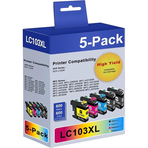 Cartuchos De Tinta Lc103xl De Alto Rendimiento Paquete De 5