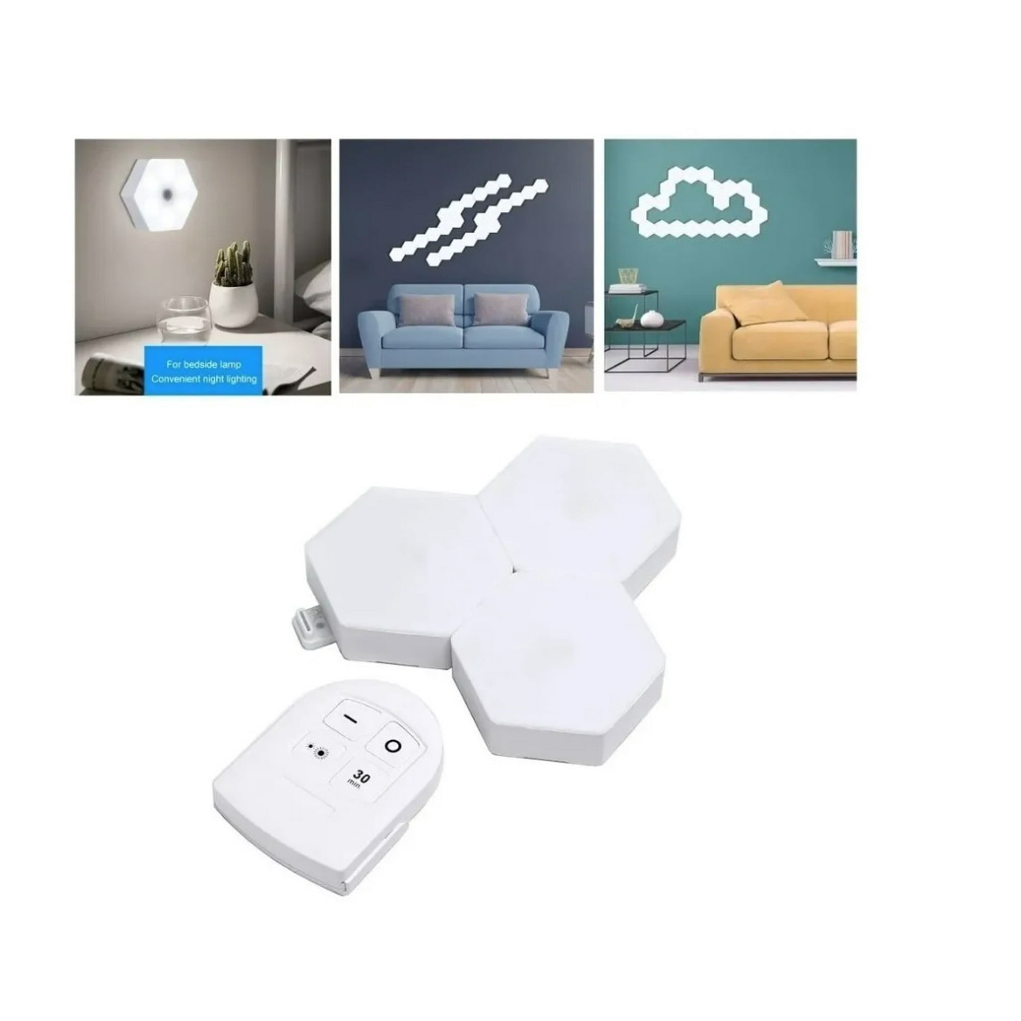 Tomasstore - Juego 3 Luces Led Hexagonal Para Ensamble Con Control Remoto