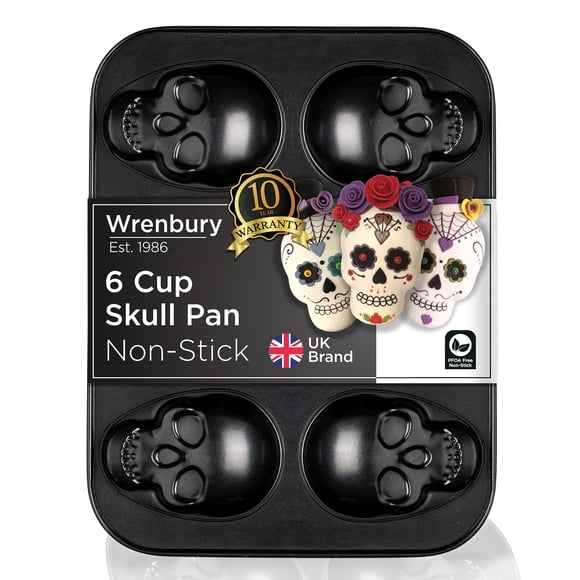 Bandeja para hornear Wrenbury Calavera de 6 tazas antiadherente de metal