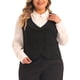 thumbnail image 1 of Chaleco de Traje Escolar para Mujer de Talla Grande Agnes Orinda, Doble Botonadura, Cuello Vintage con Solapa, Chaleco Elegante con 2 Bolsillos 4X Negro, 1 of 6