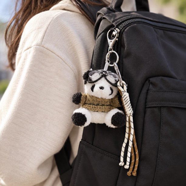 Llavero Charm Peluche Oso Panda Para Bolsos, Mochila Llaves blanco Talla Única