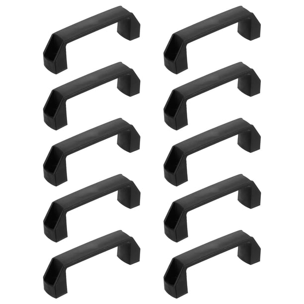 Uxcell 10 Paquete de Manija de Tirador de Plástico Rectangular, 115mm/4.5 Pulgadas Centro de Agujero para Gabinetes, Cajones, Equipos Mecánicos, Garajes, Negro