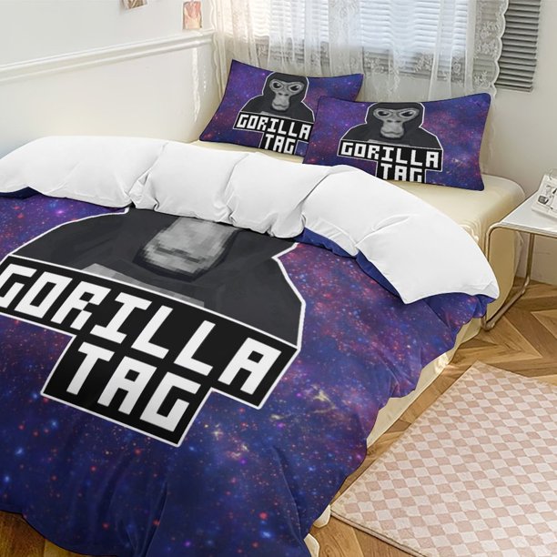 Pink Galaxy Gorilla Tag Comforter Set Soft 3 Pcs Twin Bedding Sets Thicken for All Season