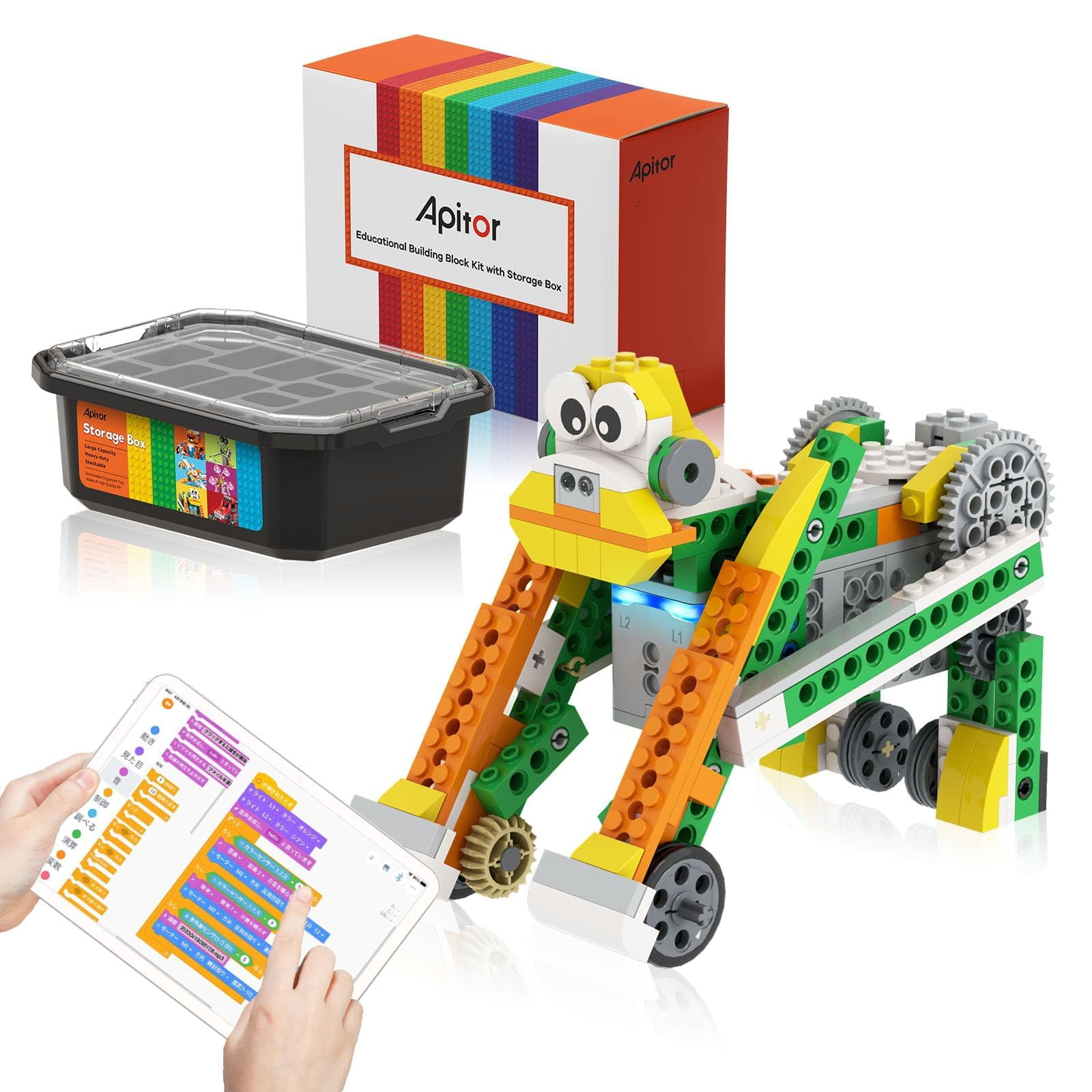 Kit De Construcción De Robots Apitor Robot Q Con Almacenamiento 20 En 1 Stem