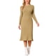 thumbnail image 1 of INSPIRE CHIC Vestido de Mujer de Manga Larga Otoño 2026 Cuello Redondo Tejido de Punto Acanalado Plisado Vestidos Midi Línea A M Caqui, 1 of 6