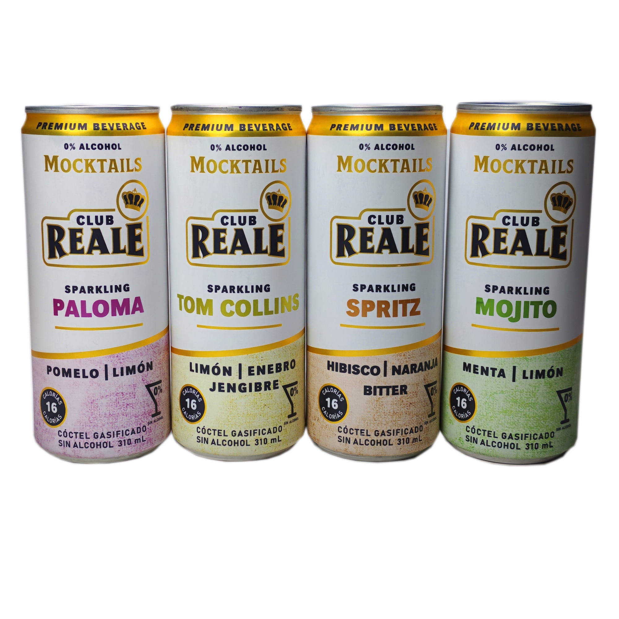 Club Reale - Pack Cocktails Sin Alcohol: Mojito, Paloma, Spritz Y Tom Collins, 4 Latas De 310 Cc