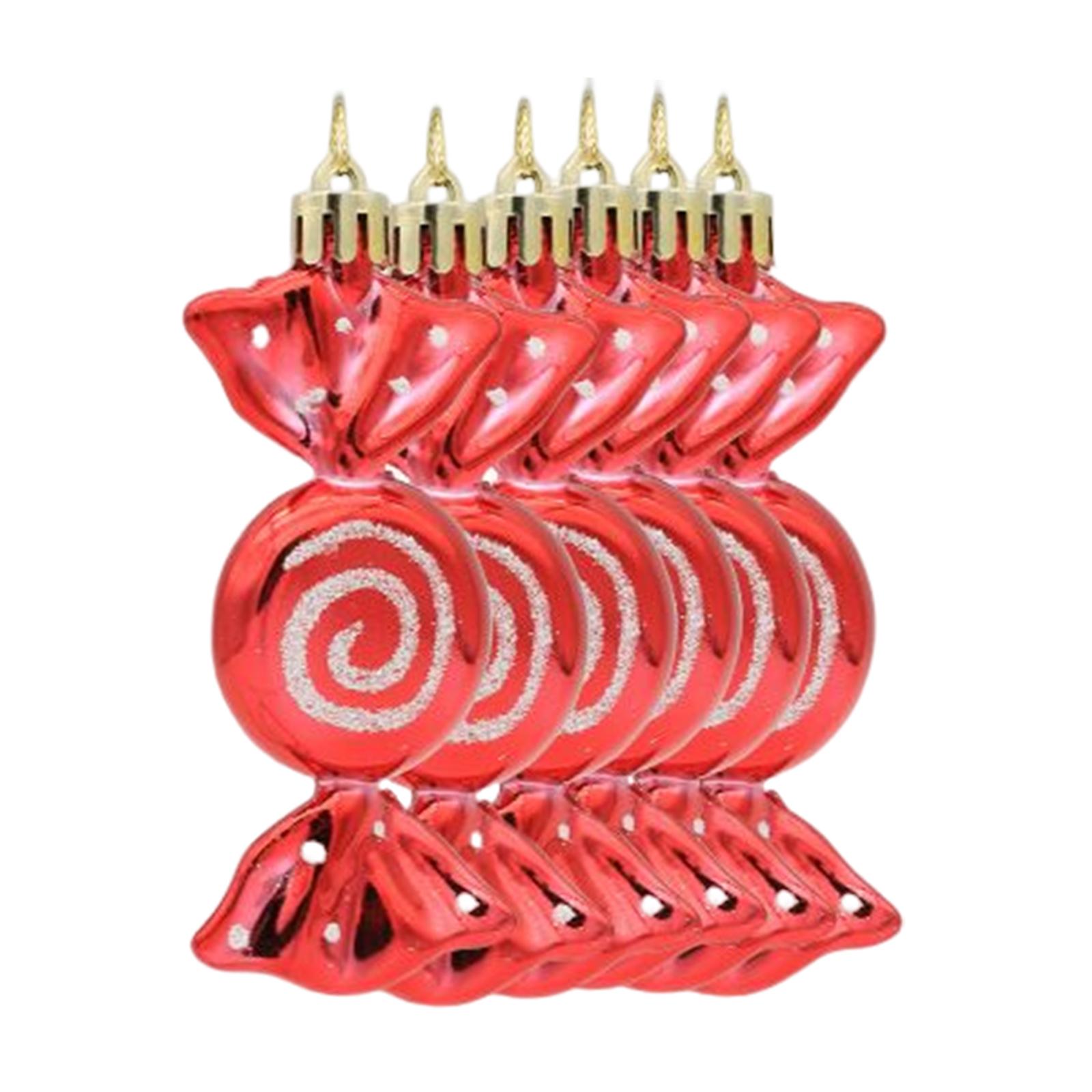 Bothyi - 6 Piezas De Adornos Para Árboles De Navidad, Adornos De Caramelo Para Vacaciones, Año Nuevo, Rojo