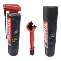 Kit Limpiador + Lubricante + Cepillo Para Motos Motul