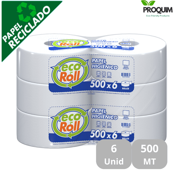 Papel Higienico Ecoroll 500 mt Pack 6 Unidades TecnoPapel