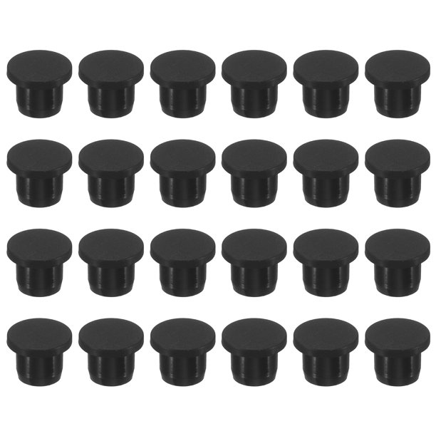 Uxcell Tapón de Agujero de Goma de Silicona 12mm Diámetro Suave Flexible Tapón para Agujero de 11-12mm Negro 24 Piezas
