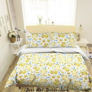 Milsleep - 3D Dibujado A Mano Tiburón Amarillo Funda De Edredón Juego De Ropa De Cama Funda Nórdica Fundas De Almohada