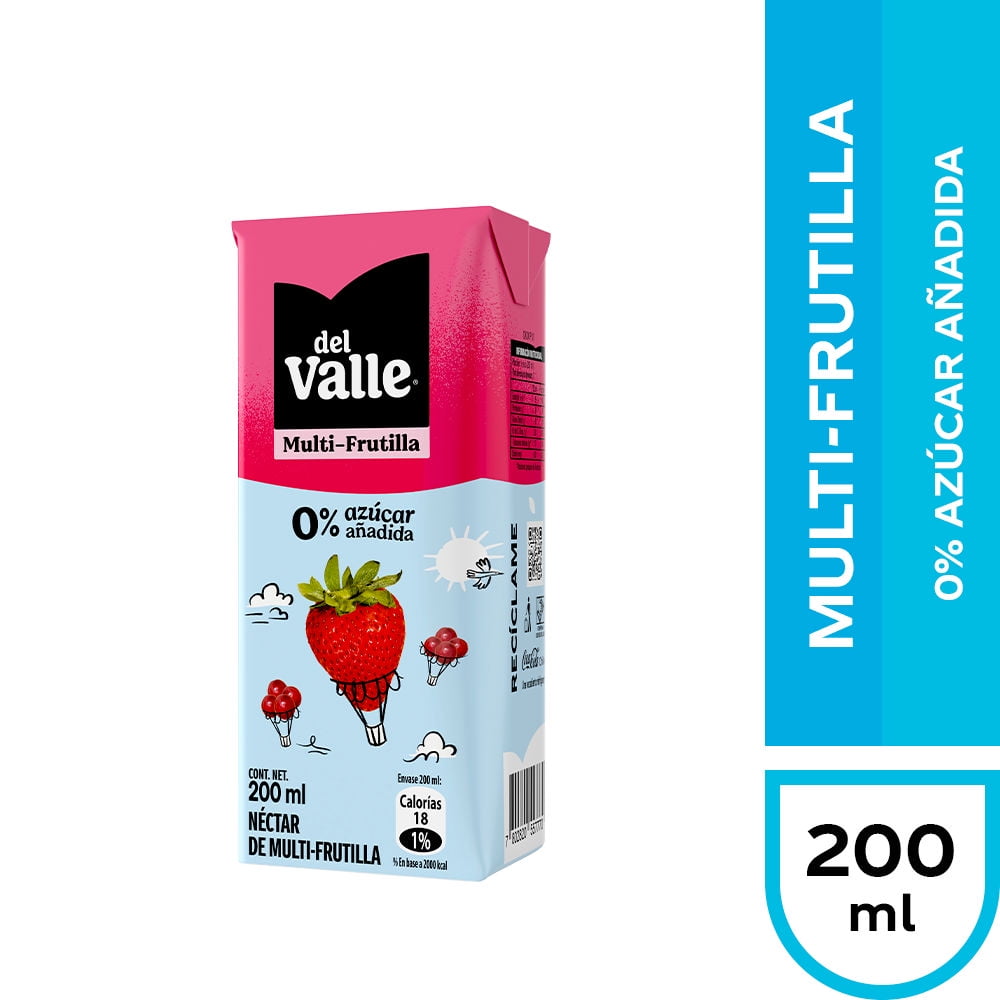 Néctar Multi-frutilla 0% Azúcar Añadida Caja 200 ml Del Valle