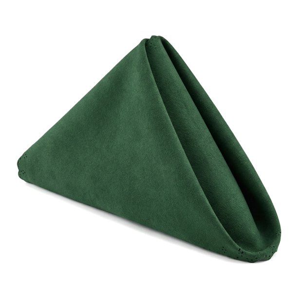 REGALWOVEN Juego de 12 Servilletas de Tela, Satinadas Lavables y Reutilizables para Restaurante, Bodas, Eventos y Fiestas Verde Oscuro 17x17 pulgadas