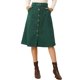 thumbnail image 1 of INSPIRE CHIC Falda Midi de Pana de Cintura Alta para Mujer, Línea A, con Botones al Frente, Plisada, con Cinturón y Bolsillos, Verde Oscuro XS, 1 of 6