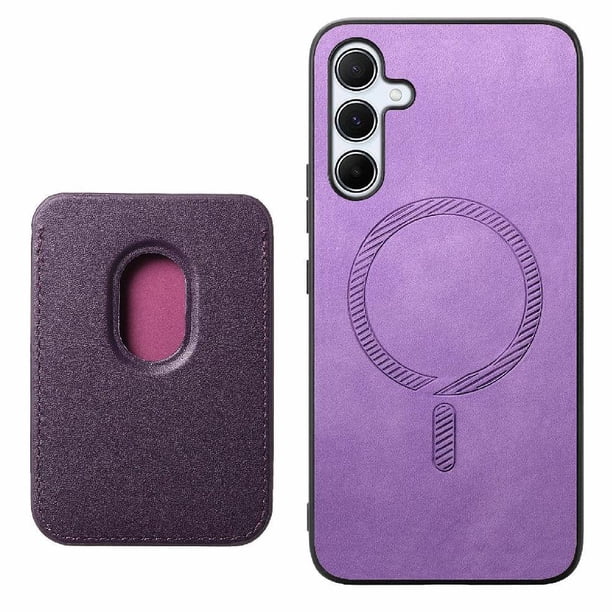 Funda de Cuero Magnética con Tarjetero para Samsung Galaxy A35 Cubierta Delgada Morado