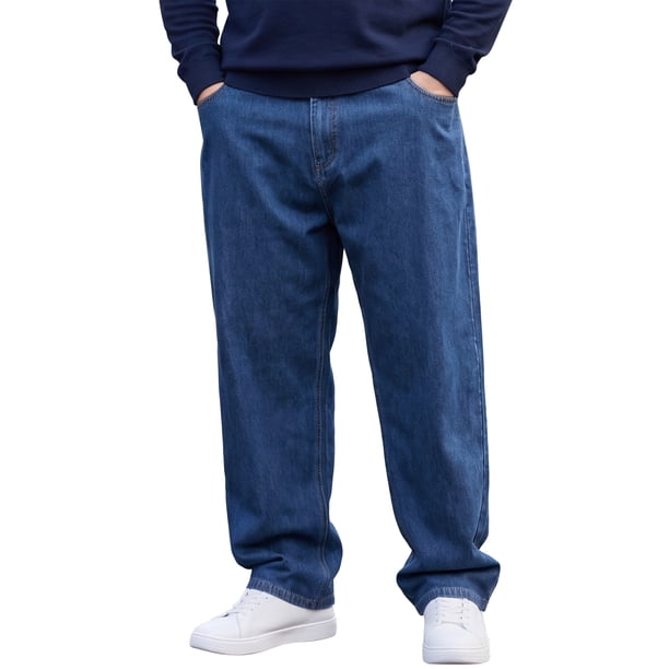 INSPIRE CHIC Jeans Casuales de Hombre Grandes y Altos Pantalones de Mezclilla Elásticos 2XL Azul Oscuro