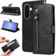 thumbnail image 1 of Funda tipo cartera para Samsung Galaxy A37 con bolsillo con cremallera y ranuras para tarjetas – Función de soporte Negro, 1 of 5