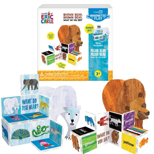 Set de construcción magnético CreateOn Eric Carle Brown Bear con oso polar para niños de más de 3 años