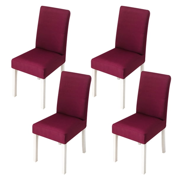 Juego de 4 fundas para sillas de comedor, elásticas, de color liso, extraíbles, para hotel y ceremonias.