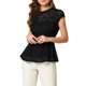 thumbnail image 1 of INSPIRE CHIC Blusa de Encaje Floral de Ganchillo con Cuello Redondo sin Mangas Peplum para Mujer M Negro, 1 of 8