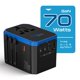 thumbnail image 2 of Adaptador de enchufe de viaje Ceptics de 70 W con alimentación USB-C y 2 puertos USB, 2 of 9
