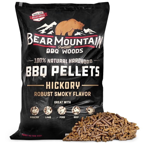 Pellets de Madera Bear Mountain Hickory 18 kg Combustible para Parrilla BBQ