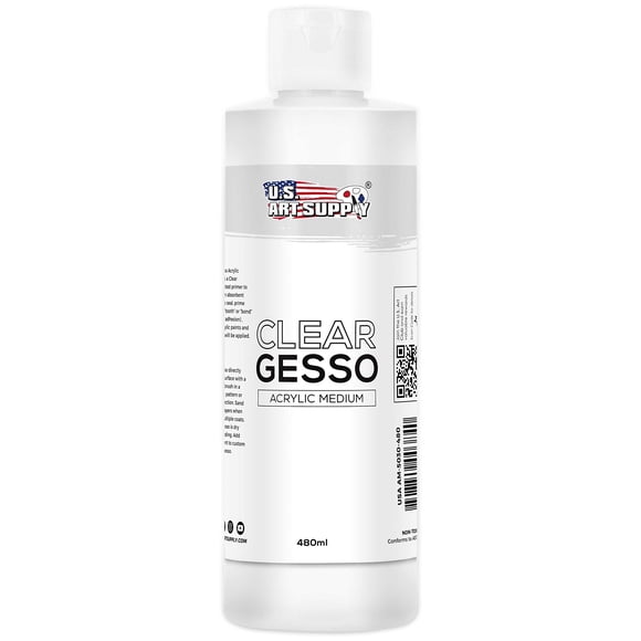 Gesso Primer U.S. Art Supply, transparente, 480 ml, para óleo y acrílico