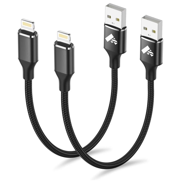 Cable Aioneus Short Lightning de 30 cm, paquete de 2 unidades para iPhone 14, 13 y 12