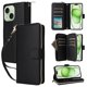 thumbnail image 1 of Funda Cartera con Cremallera y Correa para iPhone 14 Plus Soporte y Tarjetero Negro, 1 of 6
