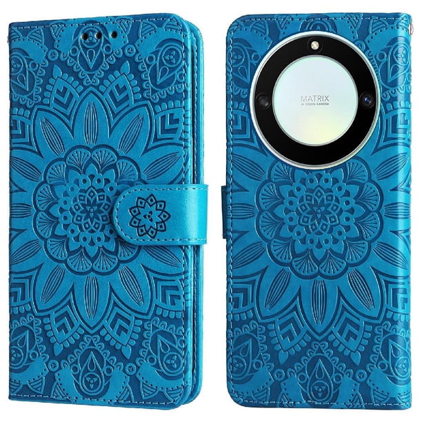 Funda tipo cartera FOXDOCK para Honor X9A , diseño girasol en relieve, cuero PU, cierre magnético, soporte y tarjetero