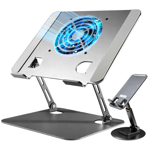 Soporte para portátil ZMYPPYA con ventilador de refrigeración, plegable y fácil de transportar