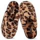thumbnail image 1 of Zapatillas Snug Leaves Fuzzy Scuff para mujer, color marrón guepardo, tallas 7-8, 1 of 7