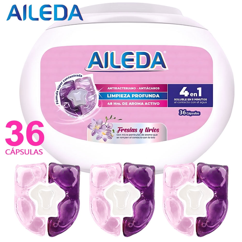 Detergente Para Ropa Envase Aileda Detergente Cápsulas Fresias Y Lirios Antibacterial Caja
