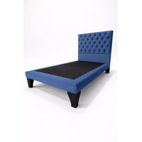 Home V Ele - Cama 1.5 Plaza Premium Capitone Azul En Felpa