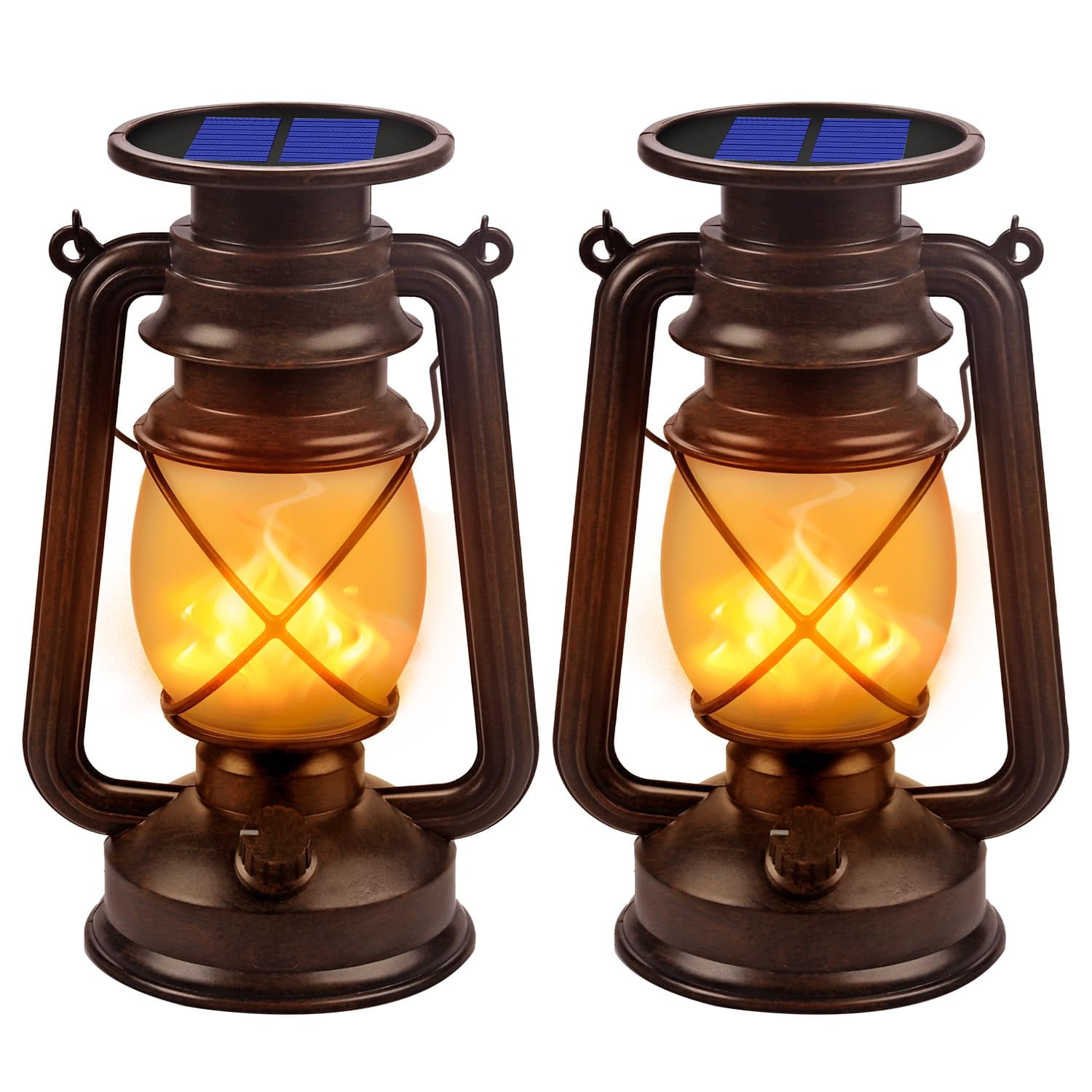 Marlrin - Farol Solar Con Efecto De Llama Danzante Led Impermeable Paquete De 2