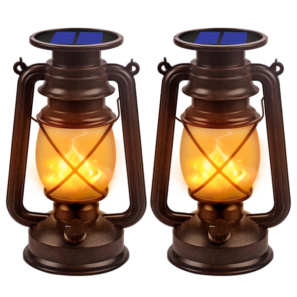 Farol Solar Con Efecto De Llama Danzante Led Impermeable Paquete De 2