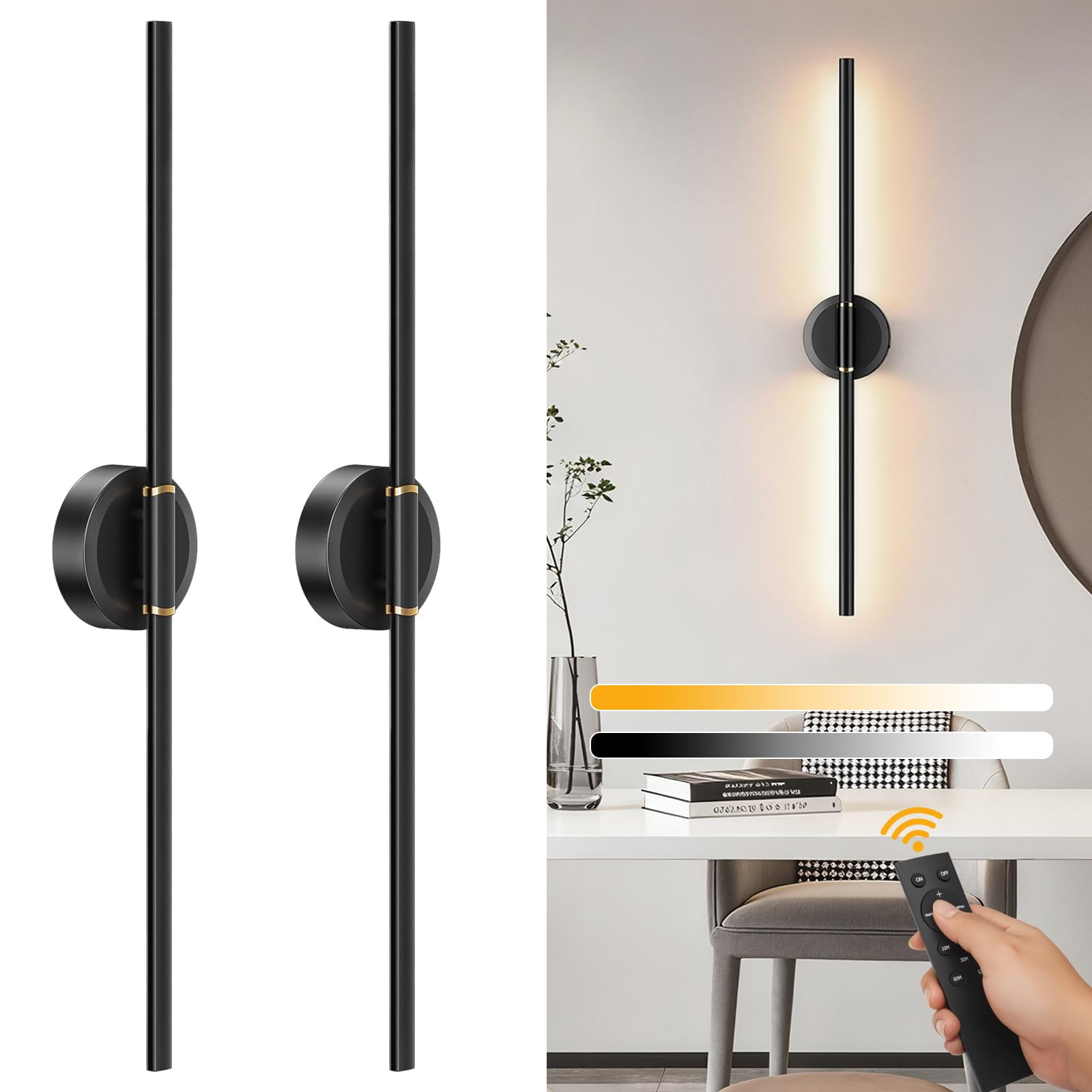 Juego De 2 Apliques De Pared A Batería Regulables Dealgadgets