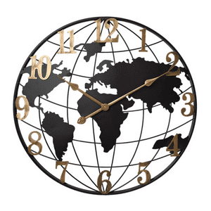 Genérico - Reloj Redondo De Pared Con Mapa Del Mundo Moderno Minimalista